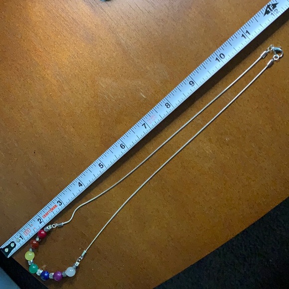 Handmade Chakra Semiprecious Stone Silver Plated Serpentine Chain Necklace 24” - Picture 4 of 4